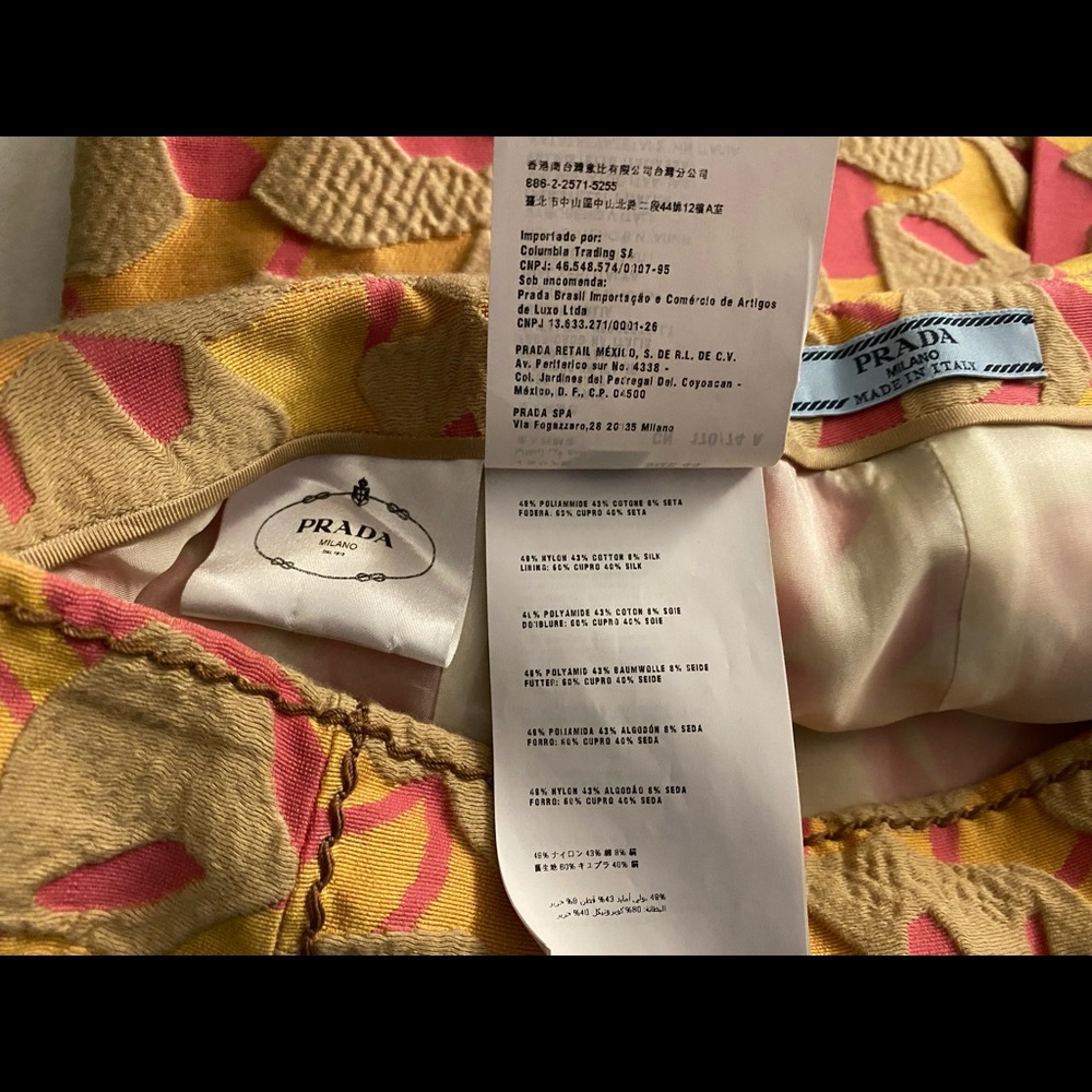 🚫SOLD🚫 🎉HP Prada Pink/Yellow Cloqué-jacquard Skirt IT 44 - Picture 6 of 7